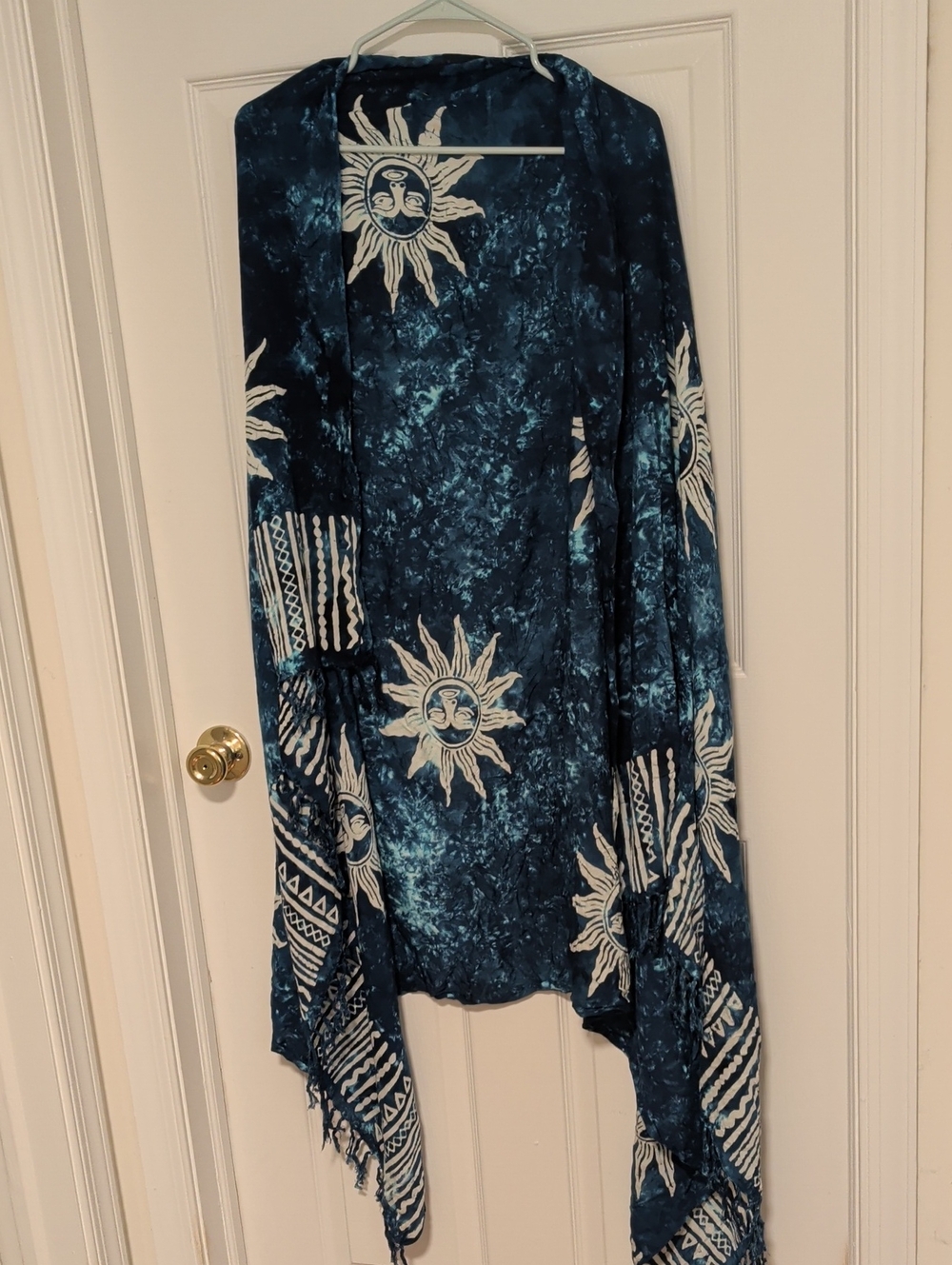 Bohemian Sun-Print Navy Wrap Scarf